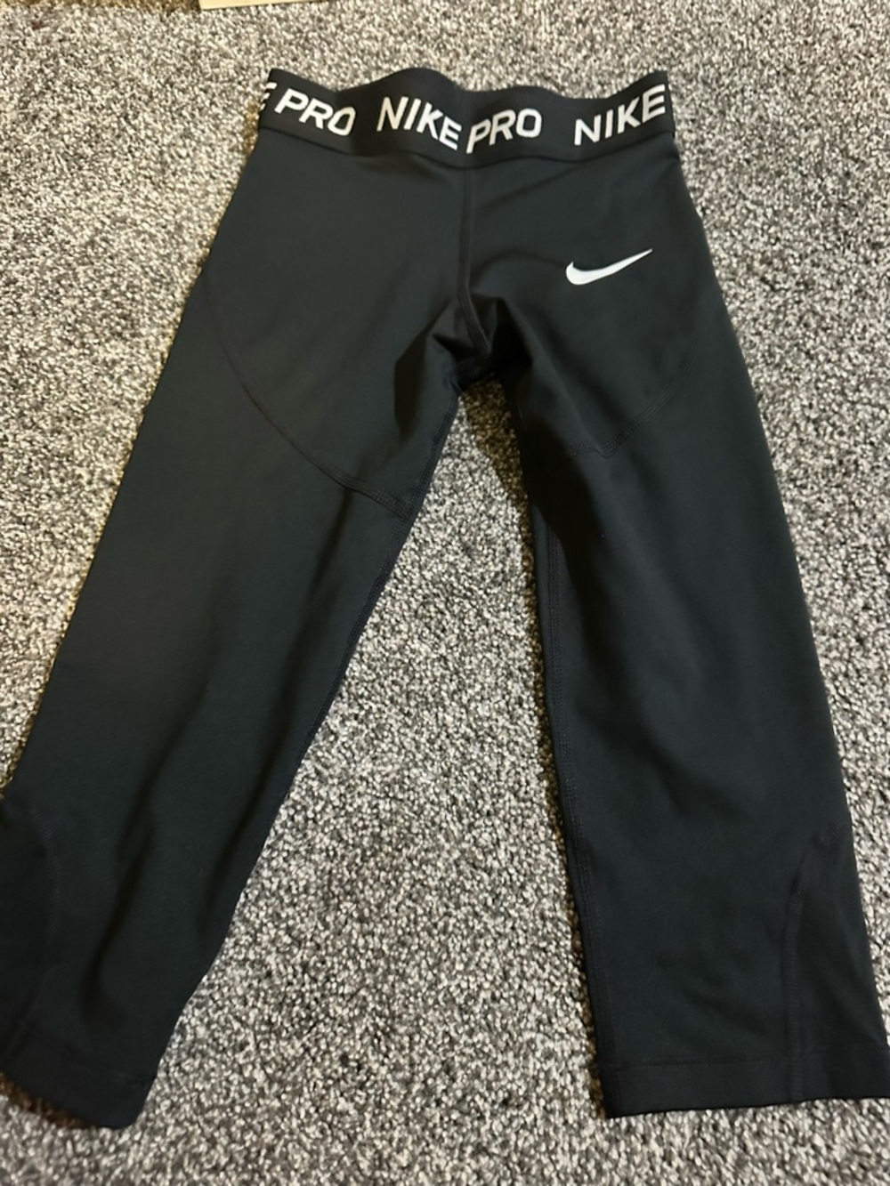 Nike Black Youth Pro Compression Leggings with White Swoosh